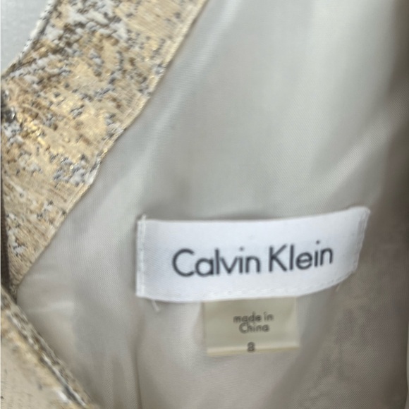 PERFECT NEW YEARS DRESS!!! Calvin Klein Gold Fit & Flare Dress NWT - Picture 3 of 5
